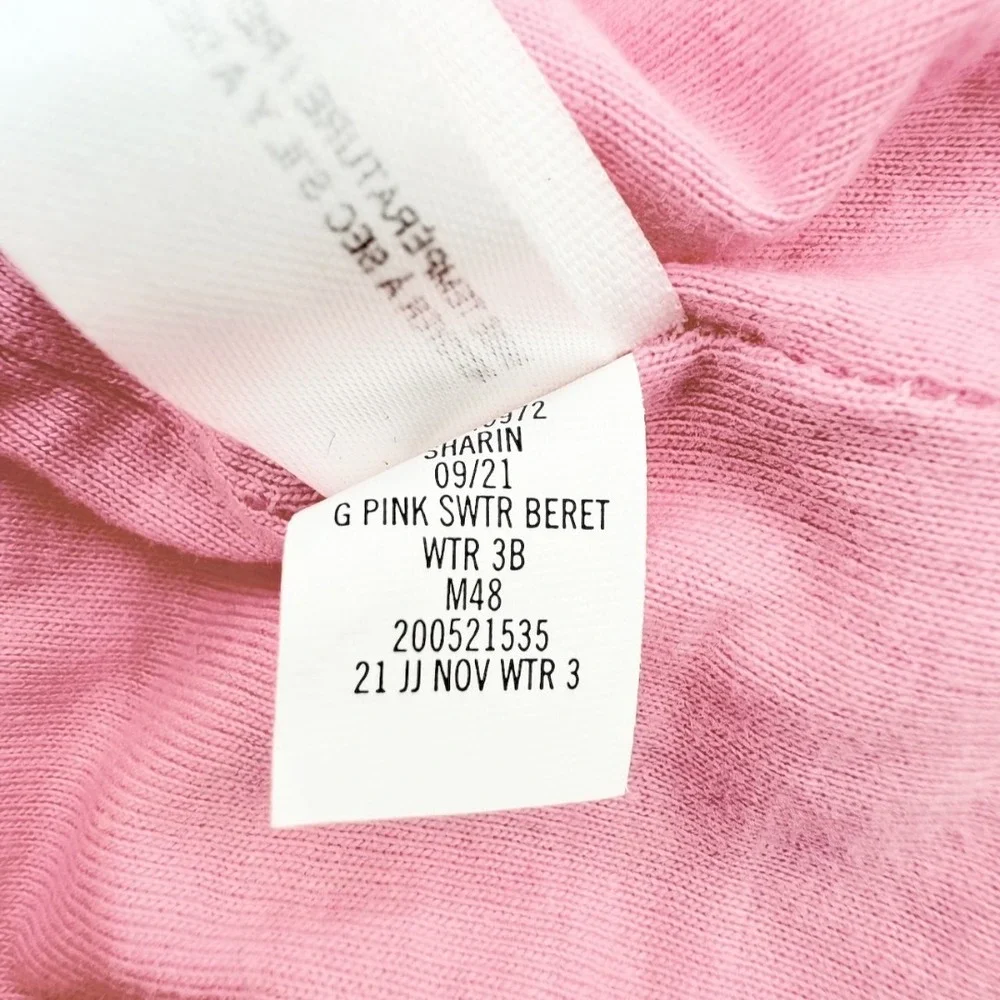 Janie & Jack Snowdrift 2021 Baby Girl Pink Knit Sweater Beret Hat 12-24M NWT Bow